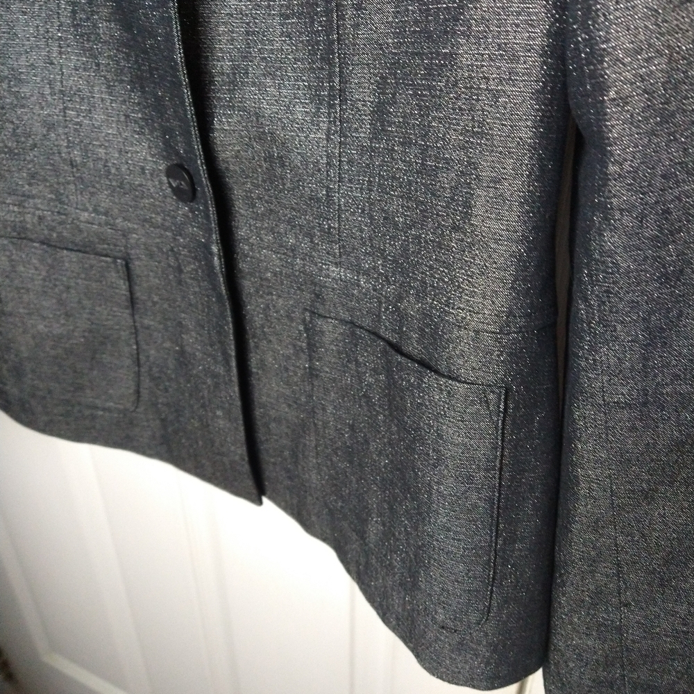 Spiegel black silver sparkle metallic threads fitted formal jacket. Size 8 - Picture 4 of 14